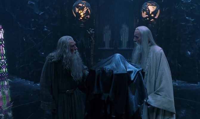 Christopher Lee and Ian McKellen in The Lord of the Rings