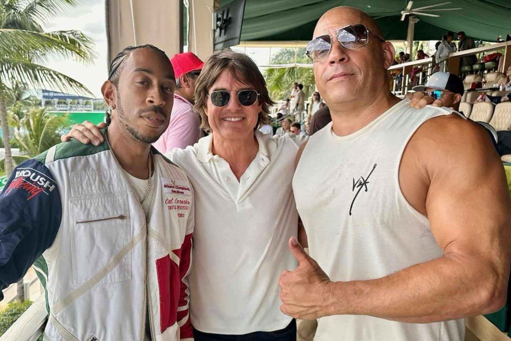 (L-R) Ludacris, Tom Cruise, and Vin Diesel at the Formula 1 Grand Prix in Miami