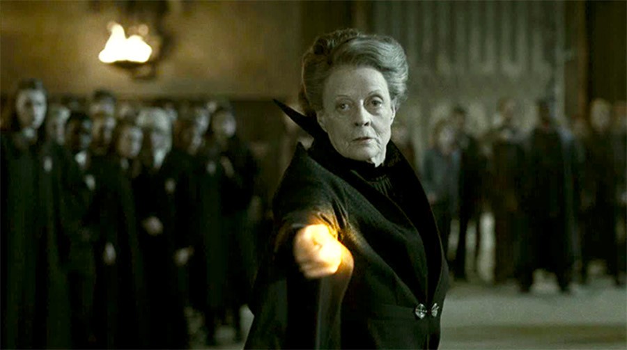 McGonagall casting spell on Professor Snape