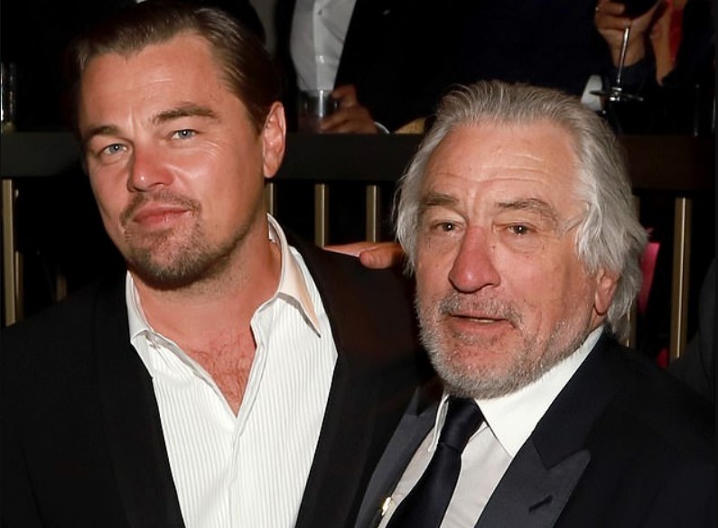 Leonardo DiCaprio with Robert De Niro during the 77th annual Golden Globe Awards