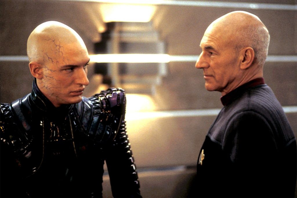 Tom Hardy and Patrick Stewart in Star Trek: Nemesis