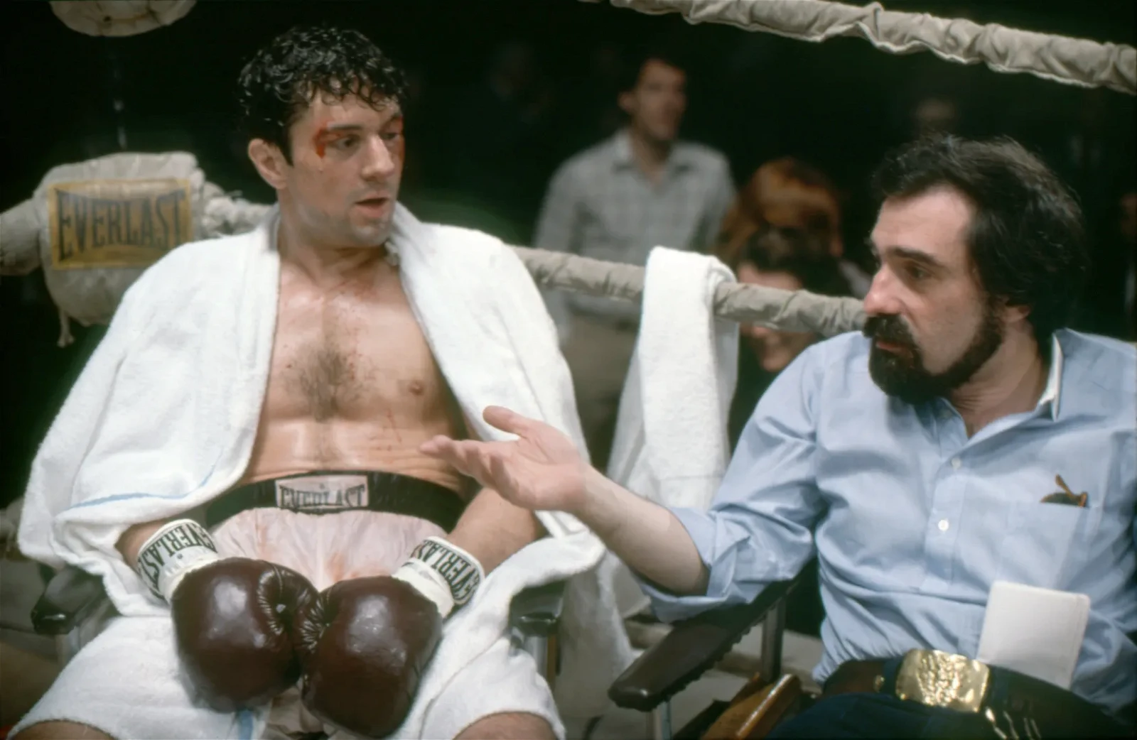 Robert De Niro and Martin Scorsese on the set of Raging Bull
