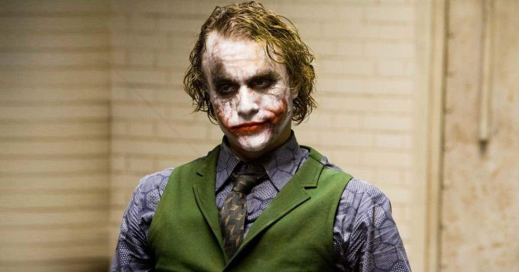 Heath Ledger as The Joker in a still from The Dark Knight