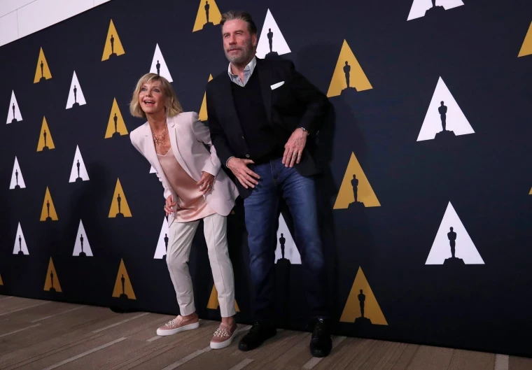 John Travolta and Olivia Newton at the 40th-anniversary screening