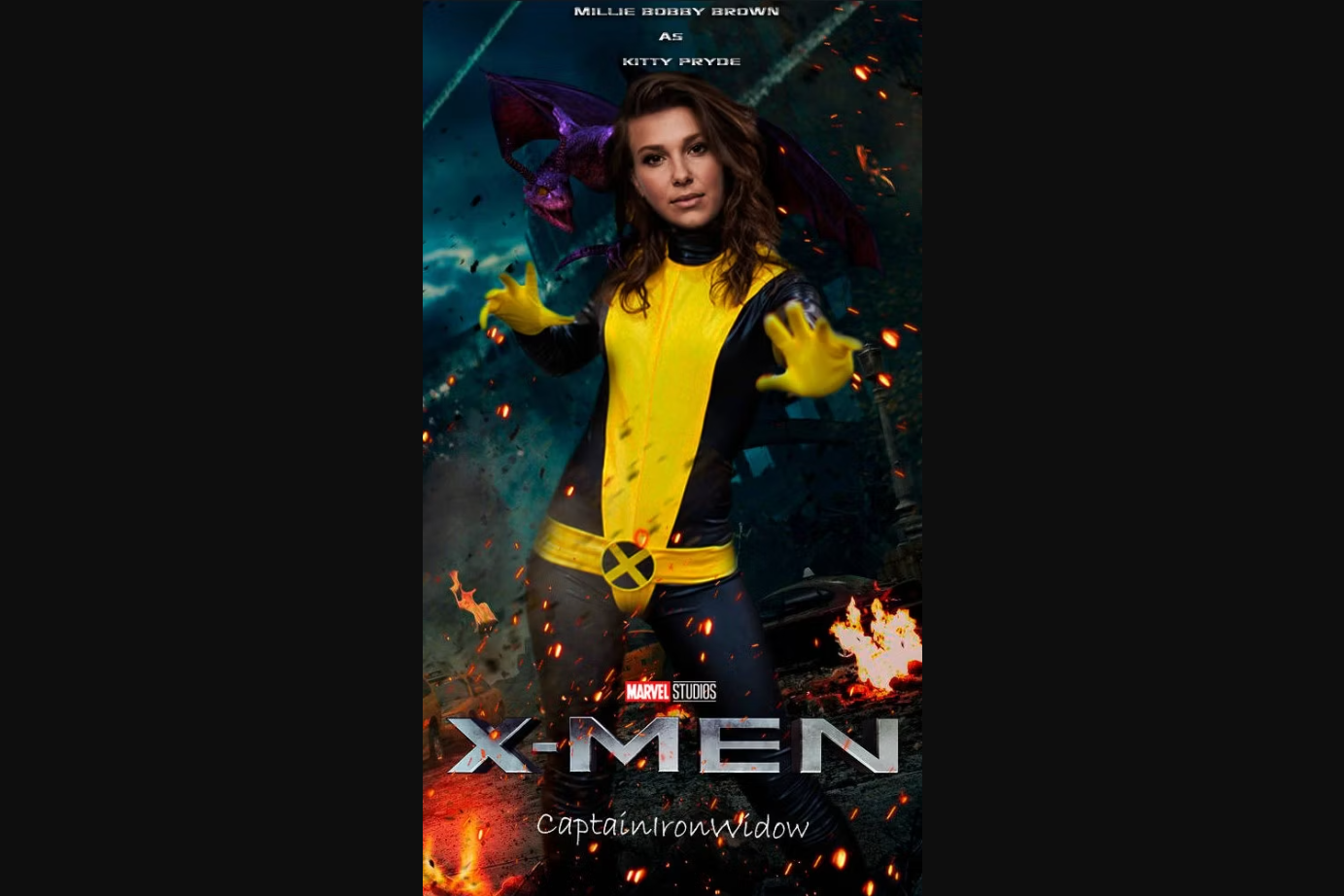 Millie Bobby Brown as Kitty Pryde in the viral fan art