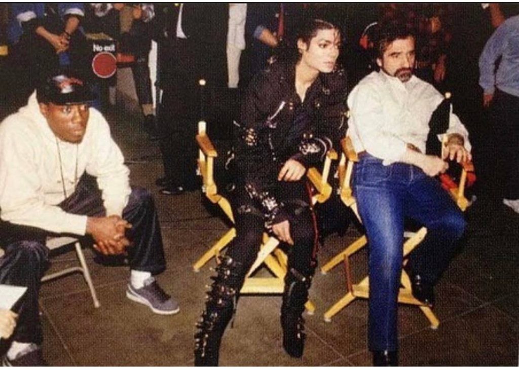 Michael Jackson and Wesley Snipes on the sets of 'Bad'