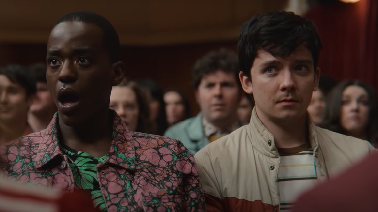 Ncuti Gatwa and Asa Butterfield in a still from Sex Education 