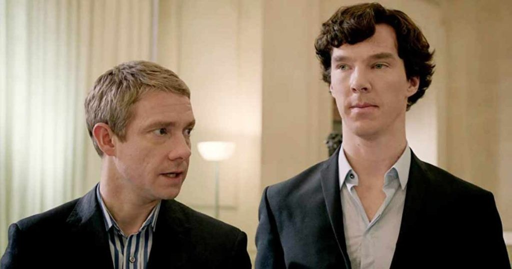 Benedict Cumberbatch and Martin Freeman in a still from Sherlock 