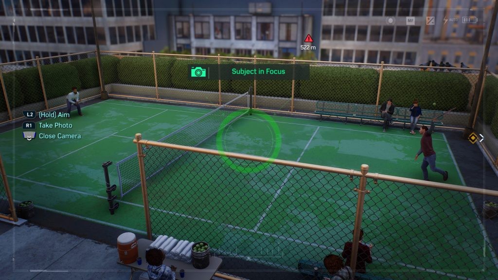 Capture the people playing tennis on a rooftop for the Upper East Side Photo Ops in <em>Marvel's Spider-Man 2</em>.