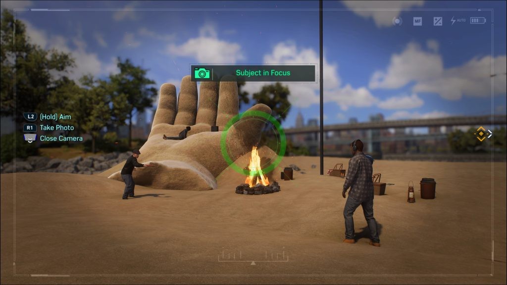 Take a snapshot of Sandman’s hand for the Downtown Brooklyn Photo Ops in <em>Marvel's Spider-Man 2</em>.