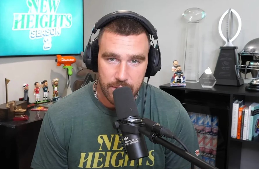 Travis Kelce in an episode of New Heights with Jason and Travis Kelce
