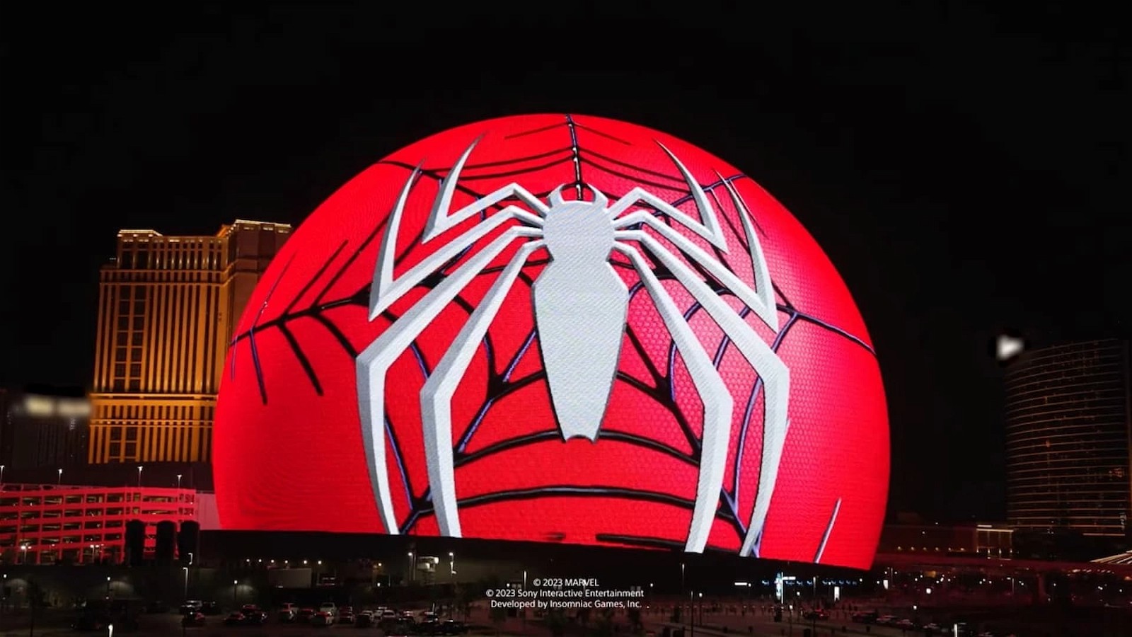 Marvel’s Spider-Man 2 takes over the popular Las Vegas Sphere in an advert.