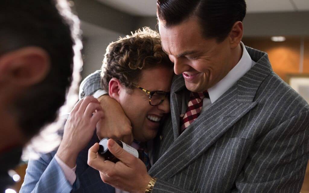 Jonah Hill and Leonardo DiCaprio in a still from The Wolf of the Wall Street