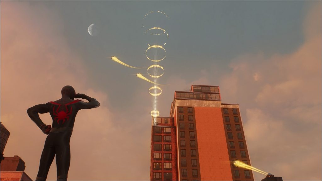 Look for the golden rings on top of the skyscraper to find Chinatown’s Unidentified Targets in <em>Marvel's Spider-Man 2</em>.