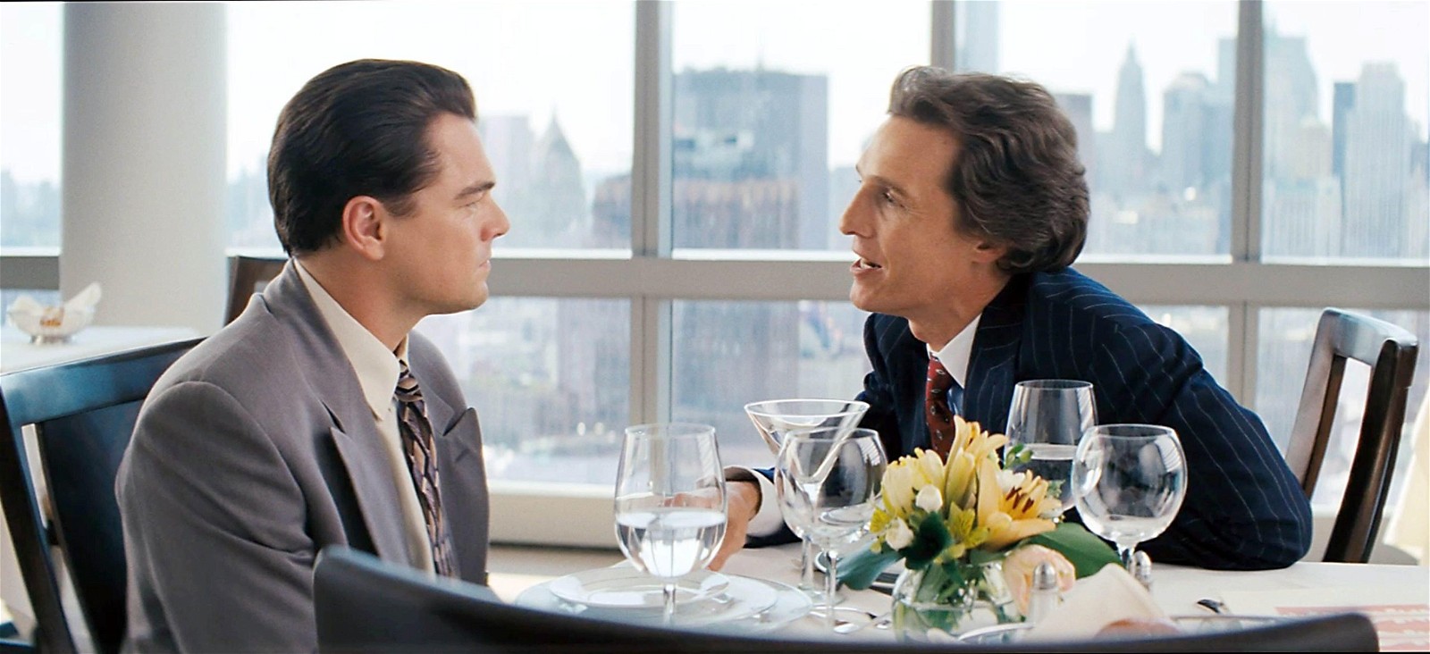 Leonardo DiCaprio and Matthew McConaughey in The Wolf of Wall Street.