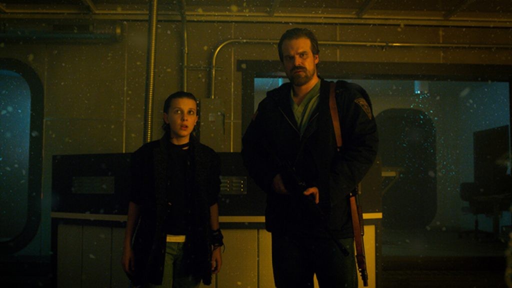 David Harbour and Millie Bobby Brown in Stranger Things