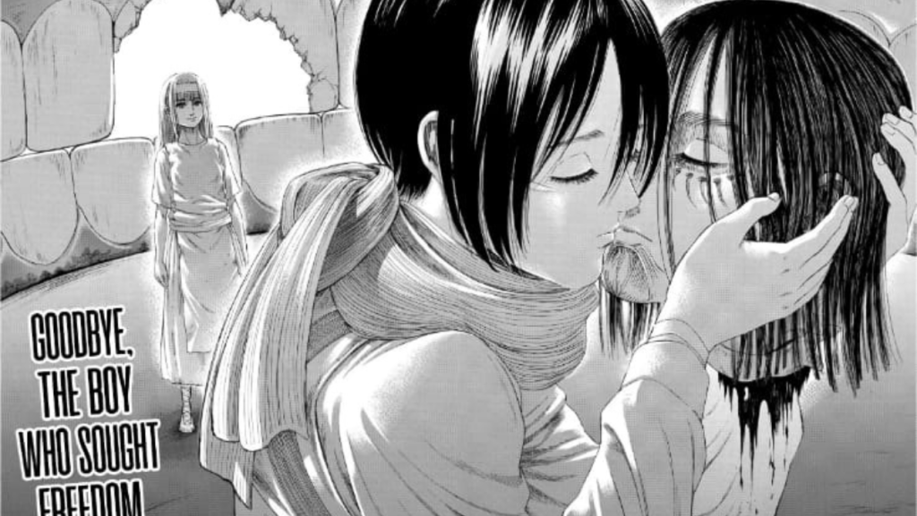 Mikasa kisses Eren goodbye