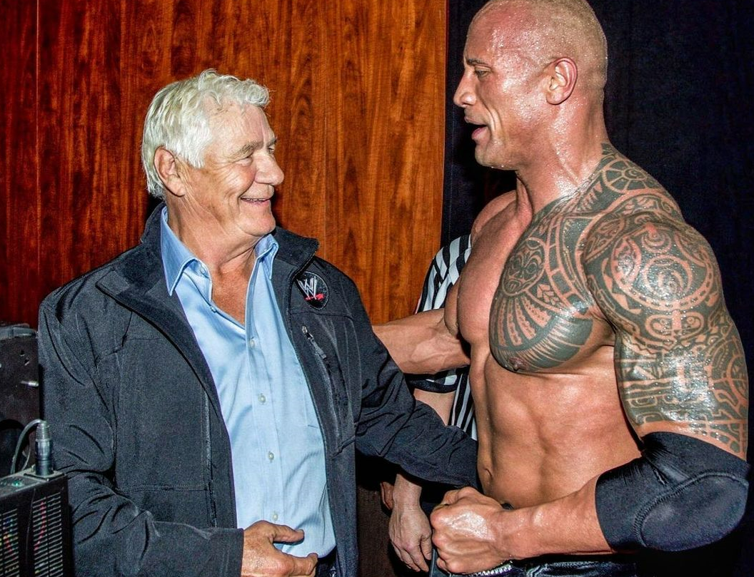 Dwayne Johnson with Pat Patterson; Credit The Rock's Instagram