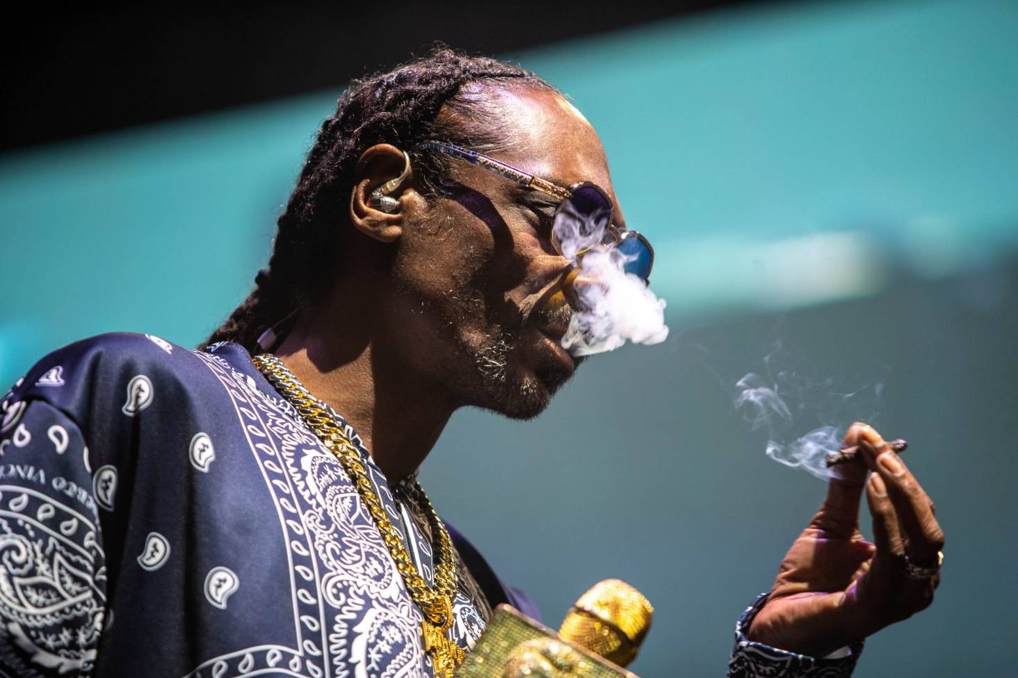Snoop Dogg enjoying a blunt