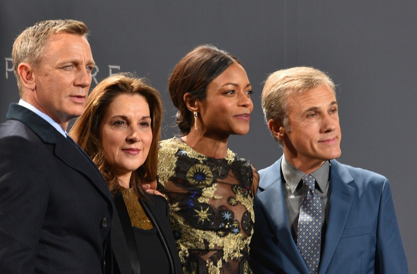 James Bond actor Daniel Craig, producer Barbara Broccoli, actress Naomie Harris and actor Christoph Waltz