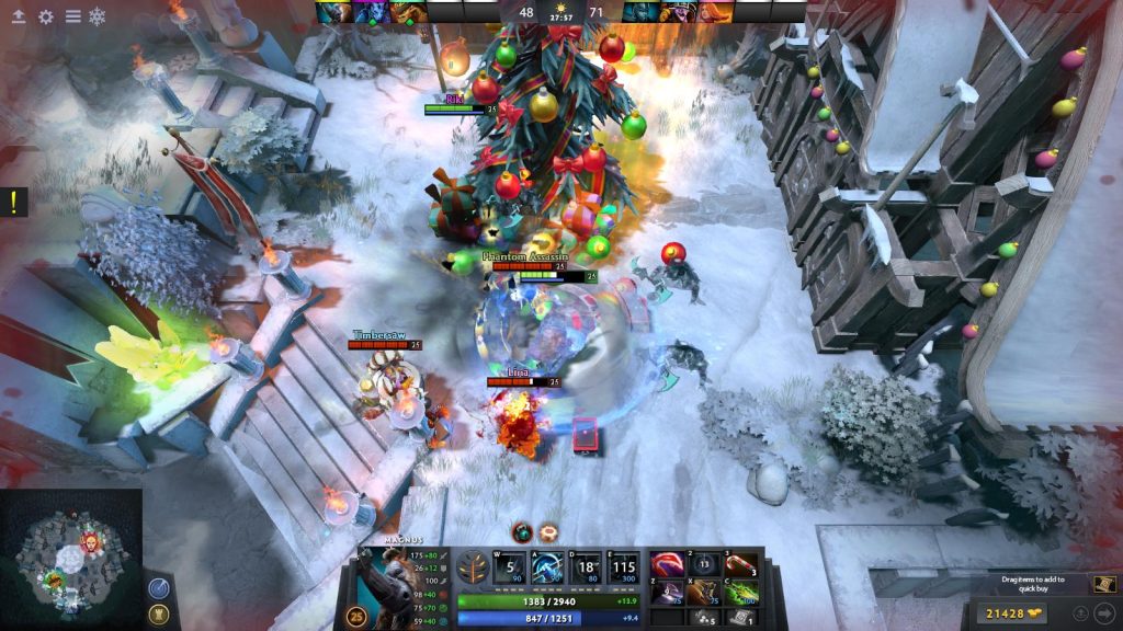 A Dota 2 match in progress.