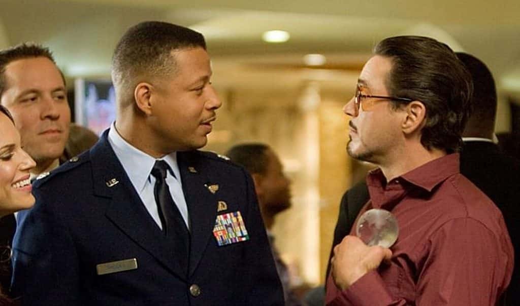 Terrence Howard as James "Rhodey" Rhodes with Iron Man