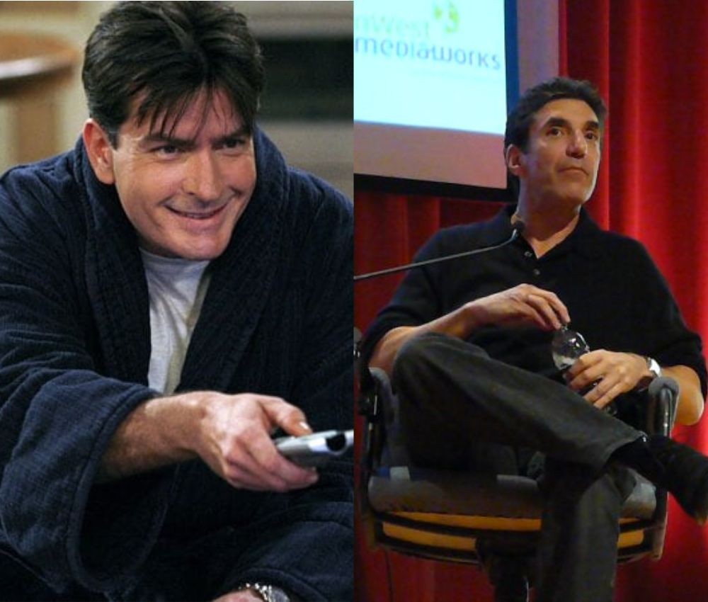 Charlie Sheen (L) and Chuck Lorre (R)