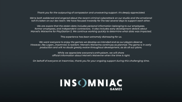 Insomniac Games Releases Statement Following Major Leak, Addressing the