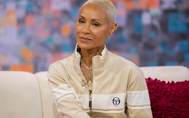 Jada Pinkett Smith waiting for her next question during a talk show