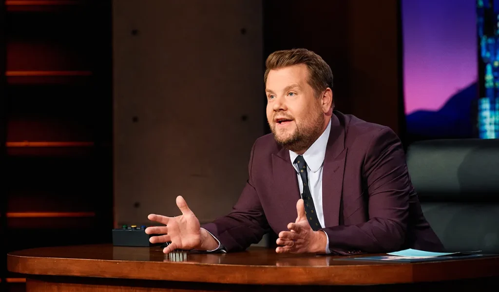 James Corden in a still from his popular talk show, The Late Late Show.