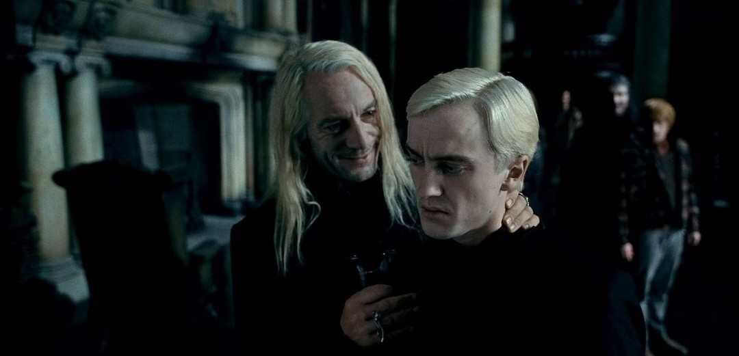 Draco Malfoy with his father, Lucius Malfoy