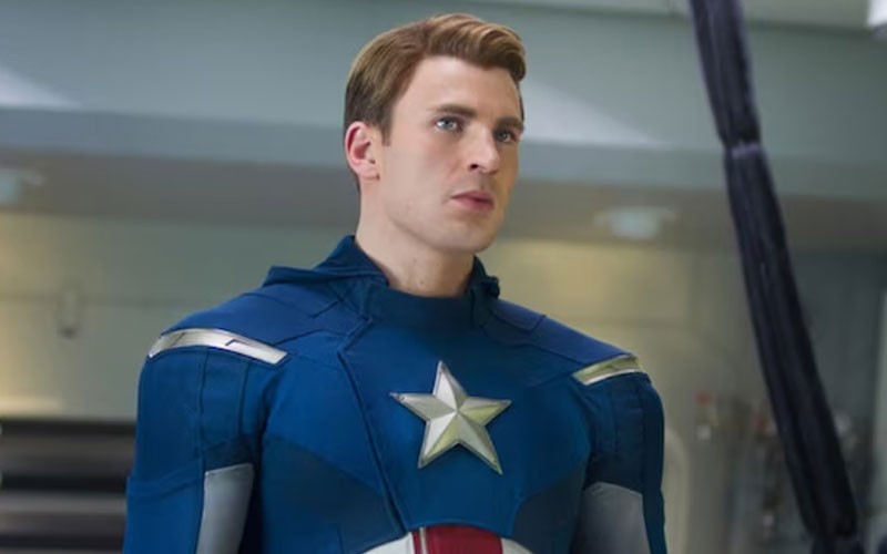 Chris Evans as Captain America in the first Avengers film