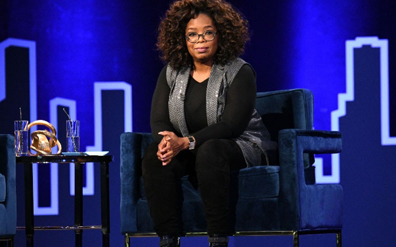 Oprah Winfrey talking on her talk show about a particular topic 