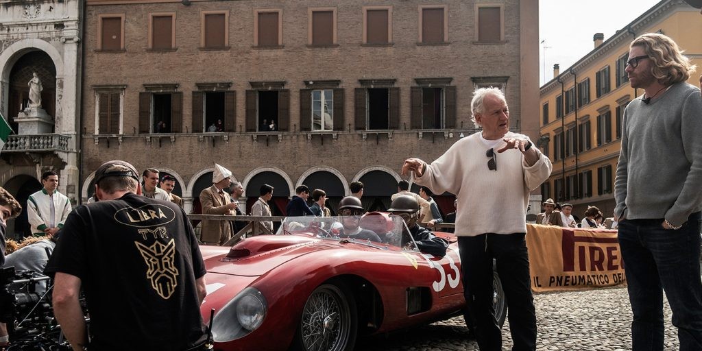 Michael Mann on the set of Ferrari