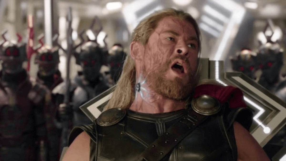 Chris Hemsworth's Thor attacked by the Obedience Disk in Thor: Ragnarok