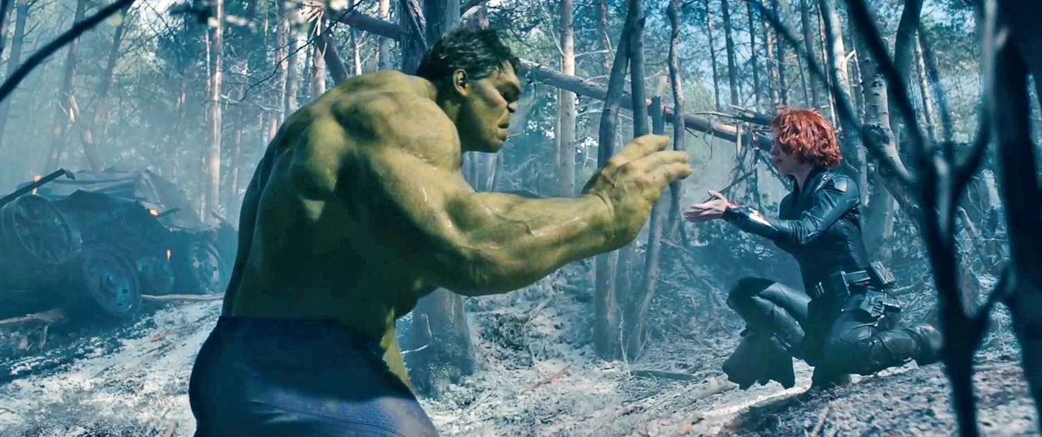 Mark Ruffalo and Scarlett Johansson as Hulk and Black Widow