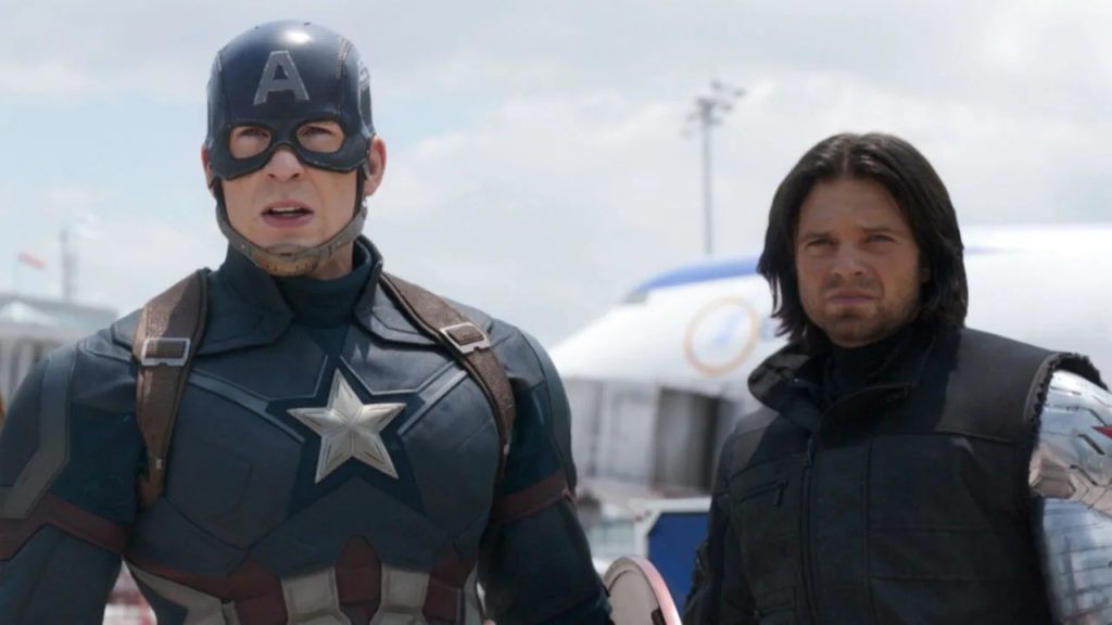 Chris Evans and Sebastian Stan in a still from Captain America: Civil War