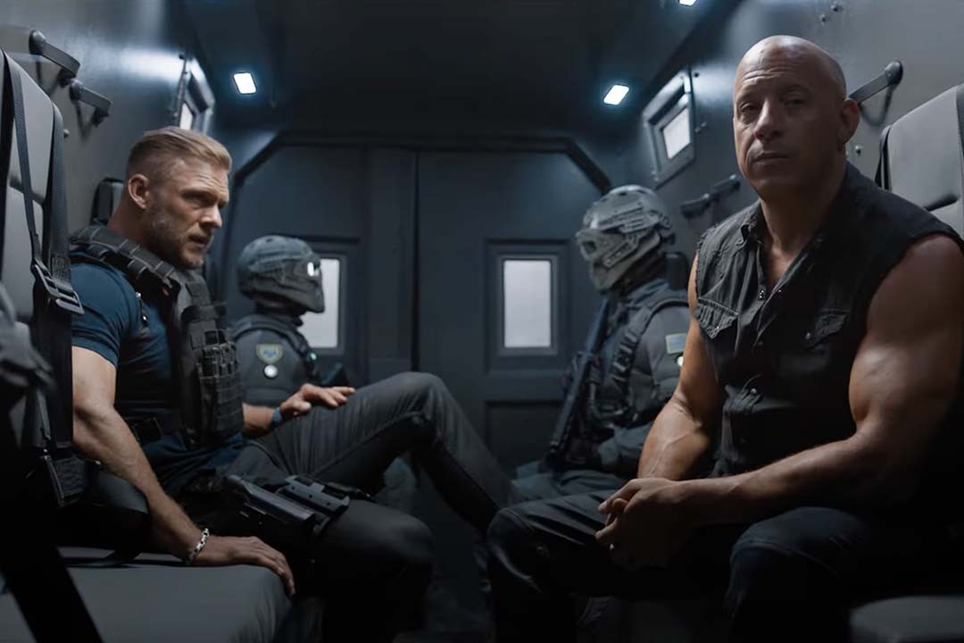 Alan Ritchson and Vin Diesel in a still from Fast X.