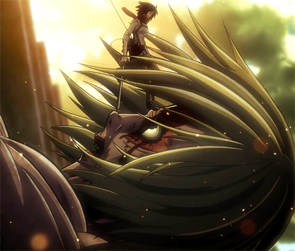 Mikasa Fighting Female Titan
