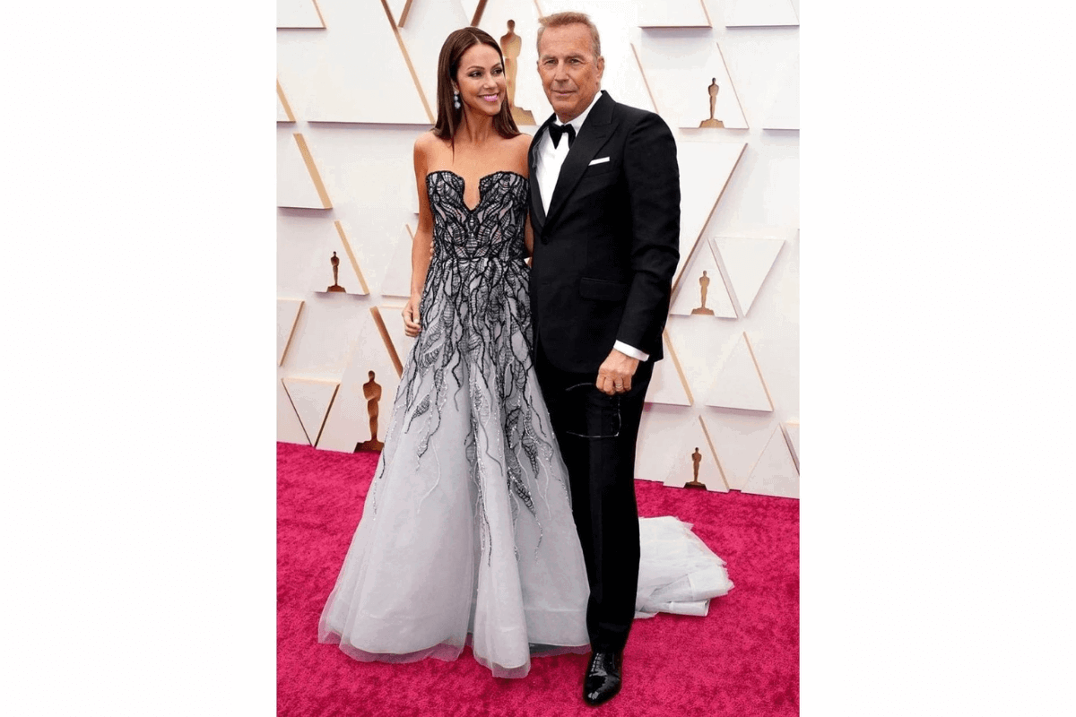 Christine Baumgartner and Kevin Costner at the Academy Awards