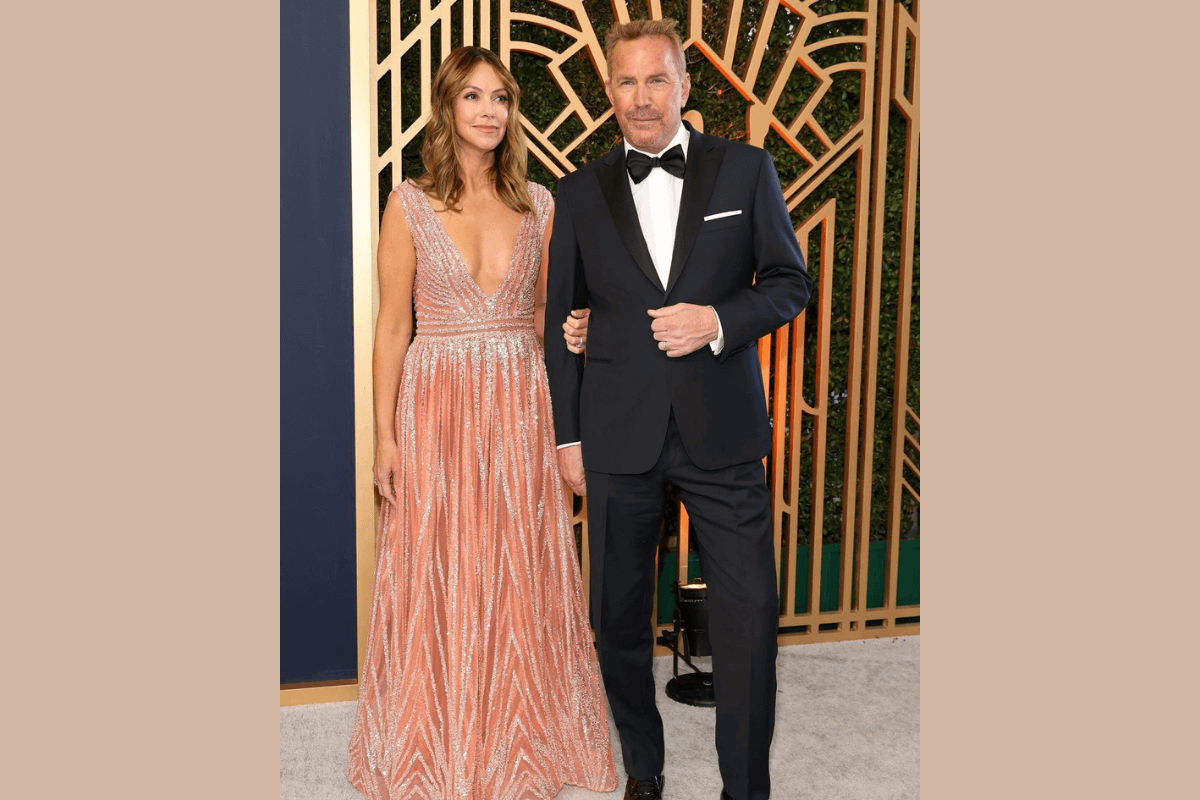 Christine Baumgartner and Kevin Costner at the SAG Awards 