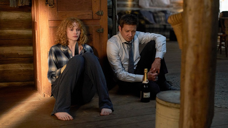 Emma Laird and Jeremy Renner in Mayor of Kingstown