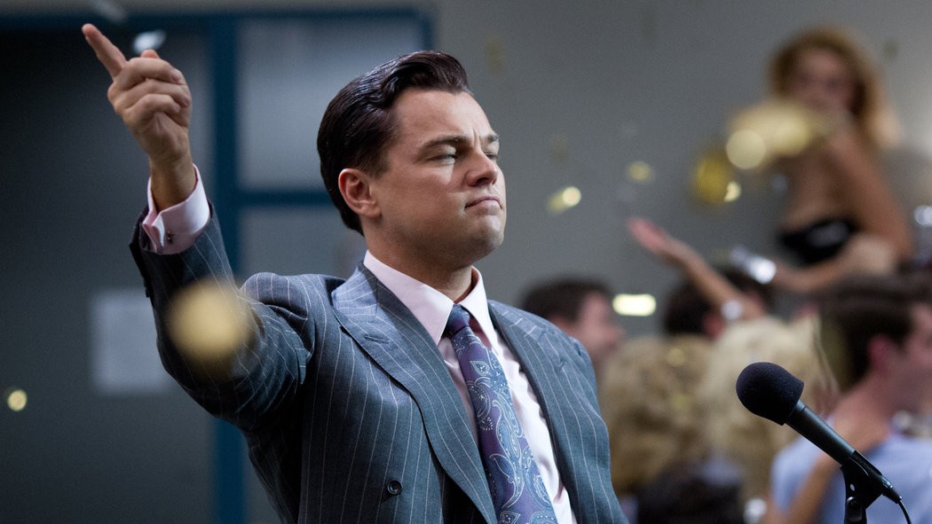 Leonardo DiCaprio as Jordan Belfort in The Wolf of Wall Street 