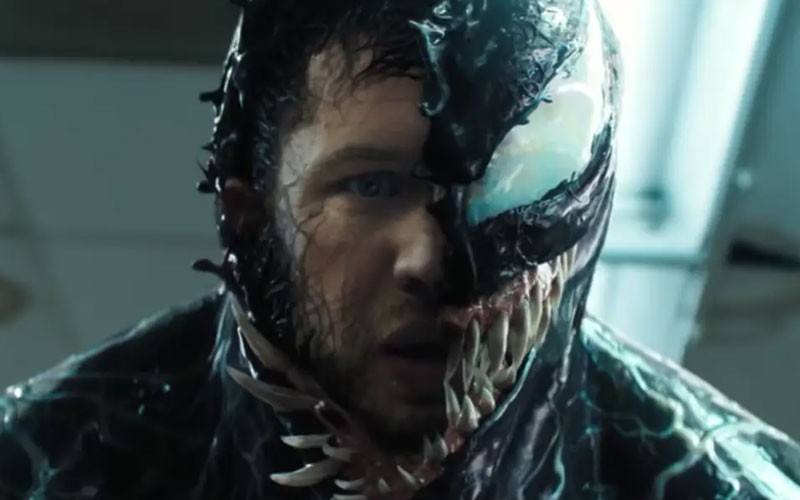 Tom Hardy when Eddie Brock and Venom merge as one in the film