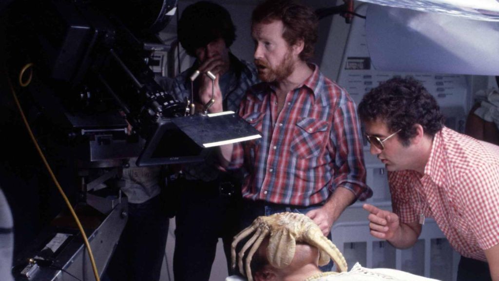 John Hurt and Ridley Scott in Alien