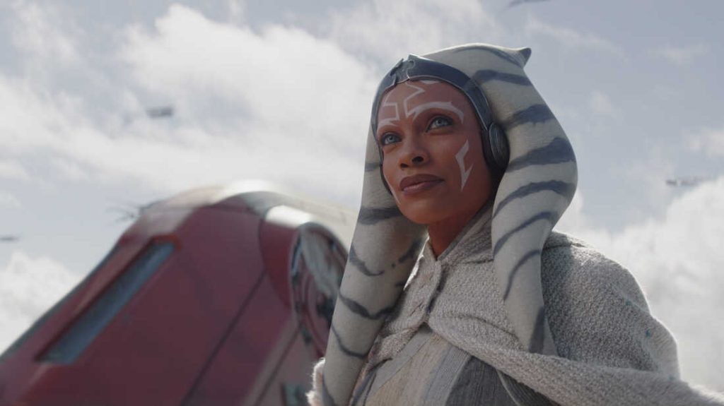 Ahsoka Tano (Rosario Dawson) with purrgil in a scene from Lucasfilm's STAR WARS: AHSOKA, exclusively on Disney+. ©2023 Lucasfilm Ltd. & TM. All Rights Reserved.