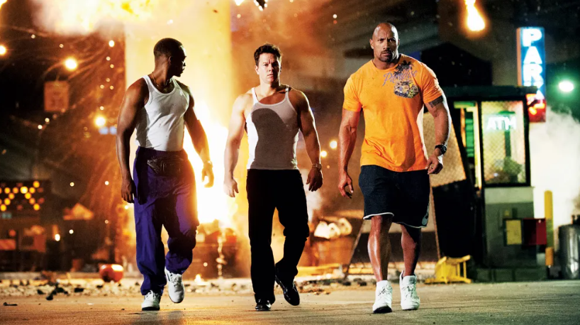 Dwayne Johnson, Mark Wahlberg and Anthony Mackie in Pain & Gain