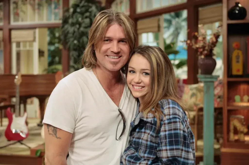 Miley Cyrus and Billy Ray Cyrus in Hannah Montana