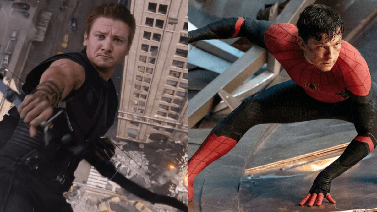 Jeremy Renner as Hawkeye and Tom Holland as Spider-Man