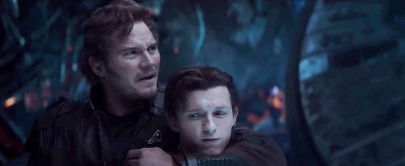 Chris Pratt and Tom Holland in Avengers: Infinity War